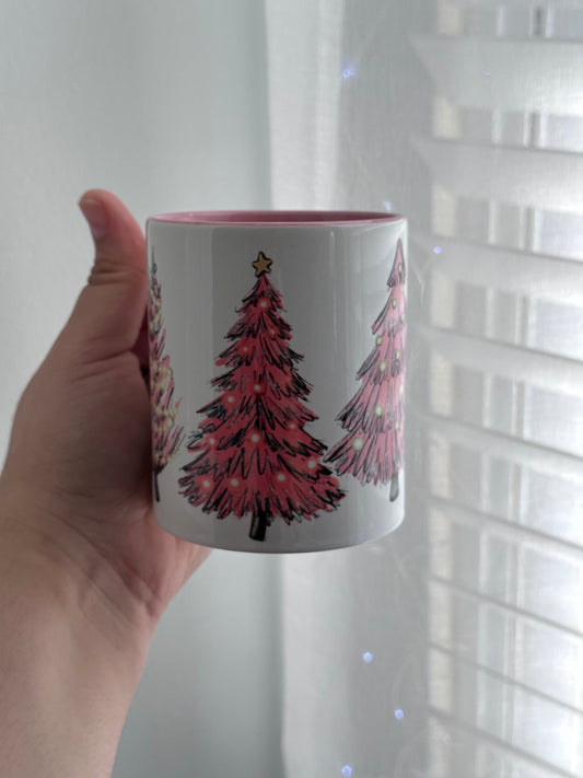 Pink Christmas Trees Coffee Mug