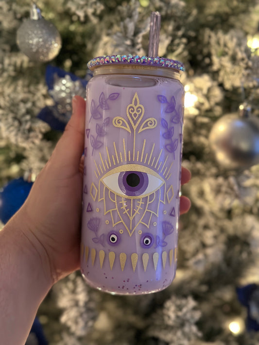 Purple Evil Eye Snowglobe Tumbler